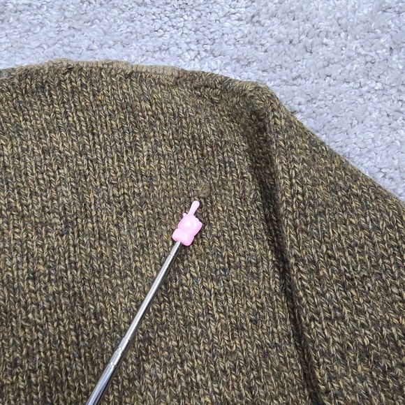 American Eagle Mens L Wool Argyle Sweater Green Brown V Neck Hand Knit Vintage - Picture 7 of 11